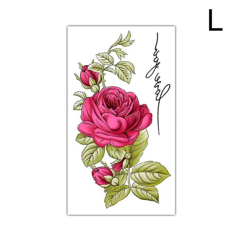 Cute and simple temporary tattoo stickers with English letters, flowers, butterflies, and sketch lines. Waterproof temporary tattoo stickers.